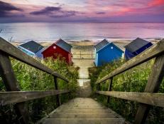 Beach Huts at Sunset