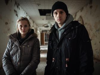 Chelsea Laden and Dakota Laden at Nopeming Sanatorium, as seen on Travel Channel's Destination Fear.